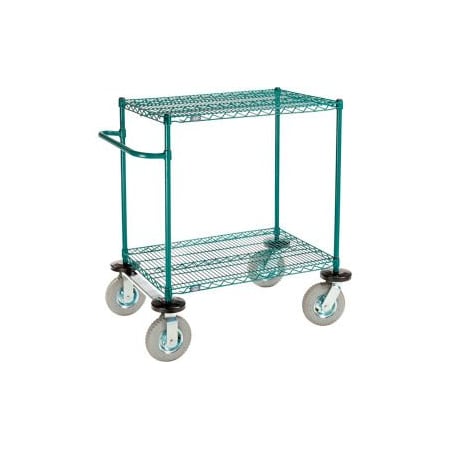 Gec Nexel 2 Shelf Cart, Poly-Green, 36"L x 24"W x 43"H, Pneumatic Rigid Casters SC2436NG2